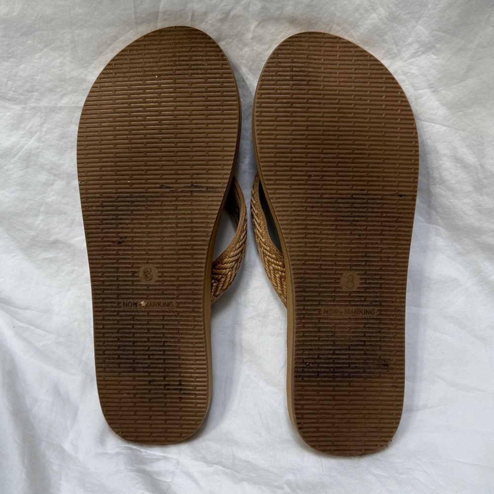 Women’s Shade & Shore Tan Braided Flip Flop “Nico” Sandals. Size 8. - Picture 9 of 16